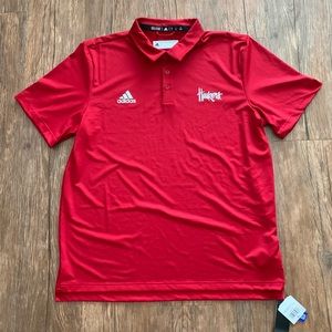 Brand New Adidas XL Huskers Red Game Mode Polo
